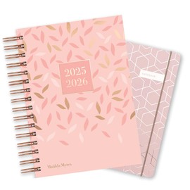 Matilda Myres 2025-2026 Diary + Notebook Gift Set - 25-26 Academic Diary plus A5 Lined Notebook - Matching Pink - July to July Diary - Teacher Gift - Pink