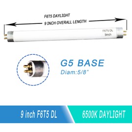 Accway (6 Pack) F6T5/DL 6500K Fluorescent Light Bulb, F6T5/D 6W Day Light T5 Liner Tube, G5 Base Replacement for Camping Lanterns Lamp F6T5/TTL Make up Mirror，9’’ Overall Length