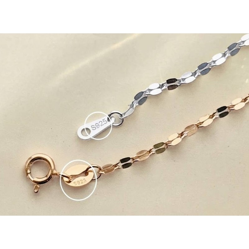Silver 925 Necklace Shining Cutting Chain Layered Silver 41cm Silver