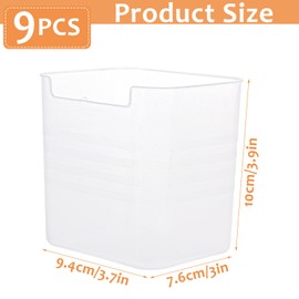 YAYODS 9 Pcs Fridge Storage Organiser Box, Plastic Refrigerator Side Door Organizer Box, Translucent Fruit Storage Containers for Fridge, Kitchen, Pantry, Cabinets