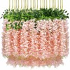 12-Piece Artificial Wisteria Vine Set – Hanging Silk Faux Flowers