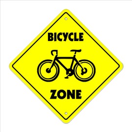 Bicycle Crossing Sign Zone Xing | Indoor/Outdoor | 12" Tall Bike Ride Mountain Road tire Pump Tube