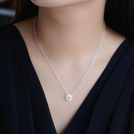 Xmsrn Vintage daisy Flower Choker Necklace daisy Pendant Necklace Silver daisy Flower Necklace Silver Minimal Necklace for Women