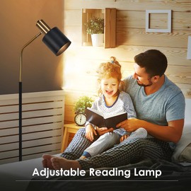 O'NEELDY Modern Industrial Floor Lamp 65" Black Standing Lamp, Black and Gold with 360° Adjustable Lampshade, 12W E26 Bulb Included, Floor Lamp for Living Room, Bedroom, Office