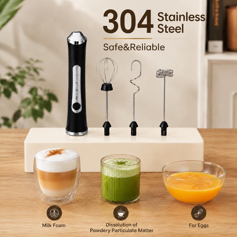 ZYPB Rechargeable Milk Frother, High-Speed Handheld Coffee Frother with Detachable