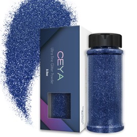 Ceya 3.5oz/ 100g Ultra Fine Glitter Powder Sapphire Blue Iridescent Glitter 1/128” 0.008” 0.2mm for Slime Epoxy Resin Craft Tumbler Jewelry Nail Art Festival Makeup Scrapbook Painting Wedding Cards