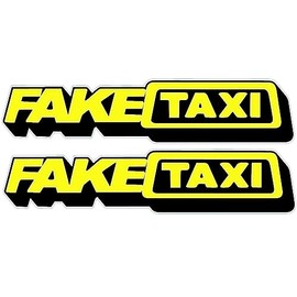 Fake Taxi Sticker Decal x Two Car Van Motorbike Funny Printed On To White Vinyl So Simply Peel Adn Stick.