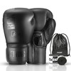 FIVING Boxing Gloves with Hand Wraps (Black, 16oz)