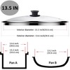 13.5 Inch Glass & Stainless Steel Lid with Steam Vent,