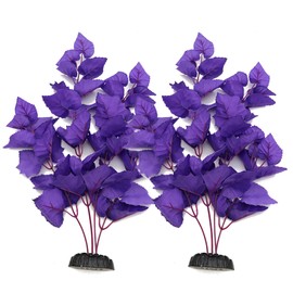 ALEGI Silk Aquarium Plants, Artificial Silk Plants Decorations for Fish Tank,Aquarium Décor Plastic Plants (Purple, 2 Pack)