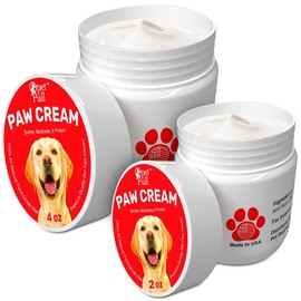 Pet Pull Paw Cream Bundle, Dog Paw Protector + Paw Moisturizer Balm Set with Natural Waxes & Oils, Vitamin E & Shea Butter, Protect and Heal Dry, Cracked Dog Paw Pads 4 oz and 2 oz Paw Wax Kit
