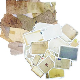 80PCS Vintage Scrapbook Paper Stickers, Burnt Edge Style Retro Scrapbook Stickers Writing Paper Stickers DIY Journal Scrapbooking Supplies Decorative Stickers for Card Making Paper Craft DIY Cutting