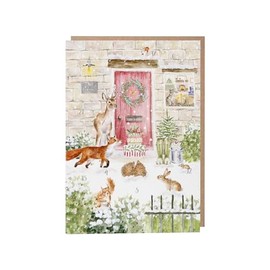 Wrendale WCAL010 Advent Calendar Card, Cardboard, with Envelope, Animals, Christmas Cottage, 21 cm x 15 cm
