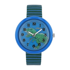 s.Oliver 2037721 Boys' Quartz Watch Analogue with Nylon Strap, Multi-Colour, Waterproof, Comes in Watch Gift Box, Türlis, Signs, Shapes & Symbols