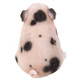 Hi-Line Gift Ltd. Chubby Sitting Pig Pink/W BlackSpot Garden Statue Garden Yard Flowerbed Decor - Pink W/Black Spot