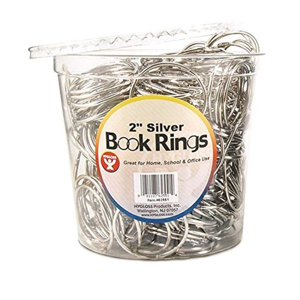 Hygloss Products Book Rings – 2 Inch Silver Steel Metal Binder Rings, 250 Pack in Counter Display Bucket