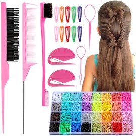 1817 PCS Accesorios para Cabello Niña, 1800 Gomas De Pelo De Colores Con 17 Accesorios, en Caja, Viene con Una Caja de Almacenamiento Portátil, Adecuada para Niños y Mujeres
