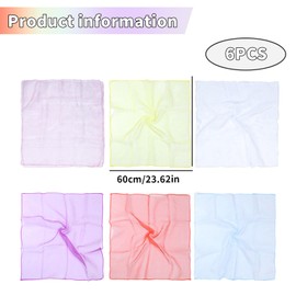 ASIRYVA 6 Pcs Rainbow Colour Sensory, Sensory Scarves Toys Soft Silk-Like Fabric for Kids' Dance, Gymnastics, and Play - Vibrant Colors for Early Learning & Fun