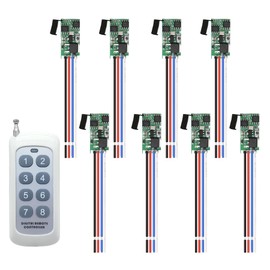 12V Mini Remote Control Switch, 8 Channel Single Channel Wireless Switch, DC 5V/12V/24V/3A Mini RF Switchs, 164-Foot Remote Control Range, Suitable for Wall Lights, LED Lights, etc. (8 Way).