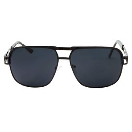 grinderPUNCH Flashy Hip Hop Rapper Retro Sunglasses | Dark Lens | High Fashion Celebrity Gold (Black)