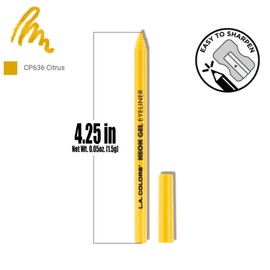 L.A. COLORS 1 Neon Gel Eyeliner [ CP636 Citrus ] Long Wear n Intense Color Eye Liner Pencil + Free Zipper Bag