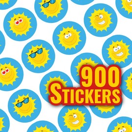 900 Mini Happy Sun 10mm Spot Reward Stickers for Teachers and Planner Charts