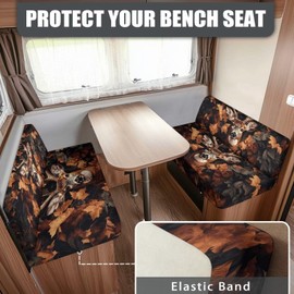 Wetoricau Deer Camo Print RV Dinette Cushion Covers 2 Pcs Comfortable Camper Cushion Slipcover Stretchable Loveseat Sofa Chair Cover Furniture Protector for RV Camper Car Bench