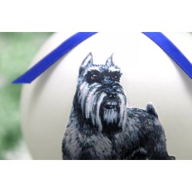 D338 Hand-made Christmas Ornament dog - Schnauzer - silver salt pepper standing