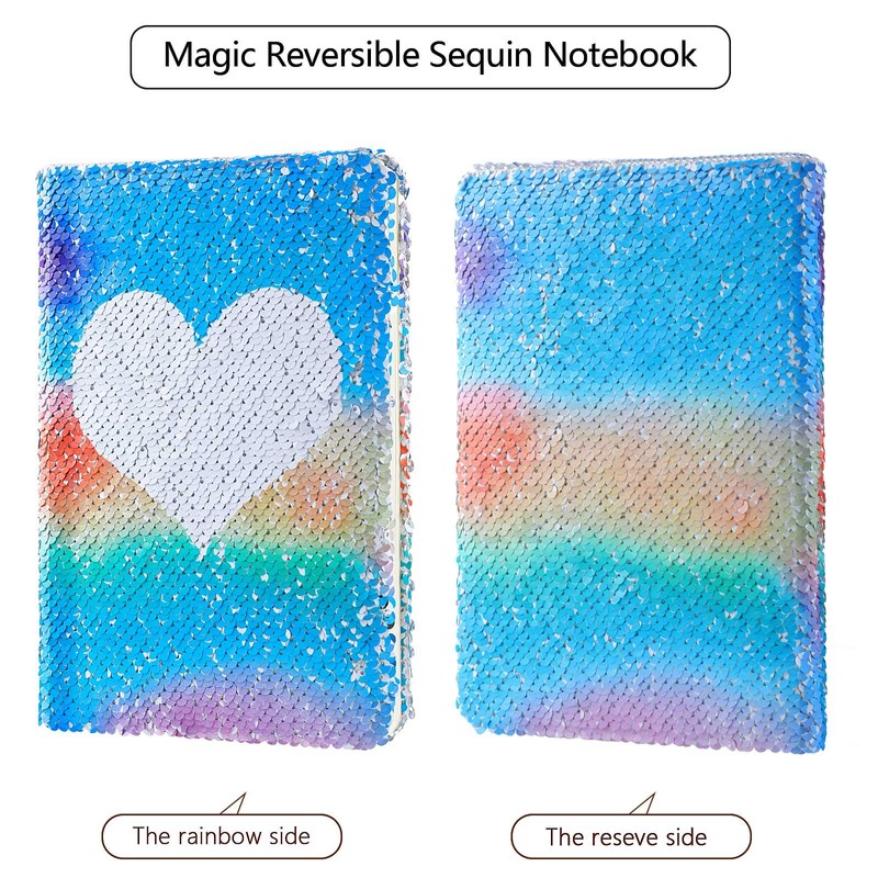 Outus Sequin Girls Journal Set with 4 Pieces Color Gel
