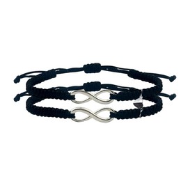 COLORFUL BLING 2Pcs Infinity Distance Couple Braided Handcrafted Luck Bracelet Bangle Adjustable Rope His and Hers Wristband Wrist Jewelry (B/B attraction black)