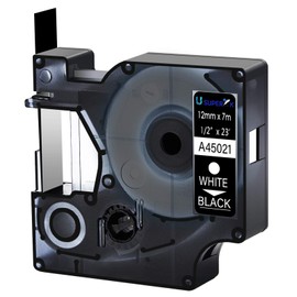 USUPERINK 1 Pack Compatible for DYMO D1 45021 S0720610 12mm 1/2 inch x 23 feet White on Black Label Tape Cartridge Refill for LabelManager 160 280 360D COLORPOP LabelWriter 400 450 Duo Label Maker