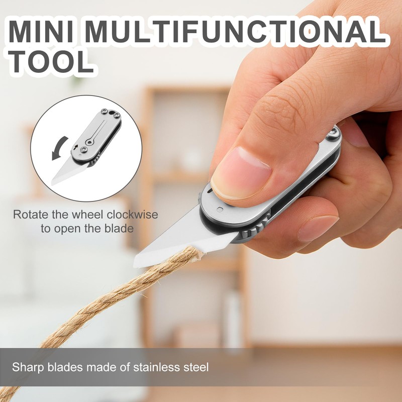 JRILUO Multi Mini Pocket Box Opener, Small Pocket Multi Tool,