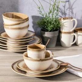 Gibson Elite Moonstruck 16-Piece Dinnerware Set, Orange, Service for 4 (16pcs)