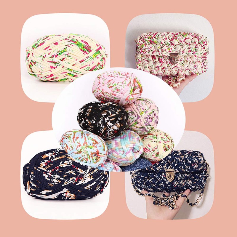 1 x Colourful T-Shirt Yarn Knitting Yarn Fabric Crochet Fabric