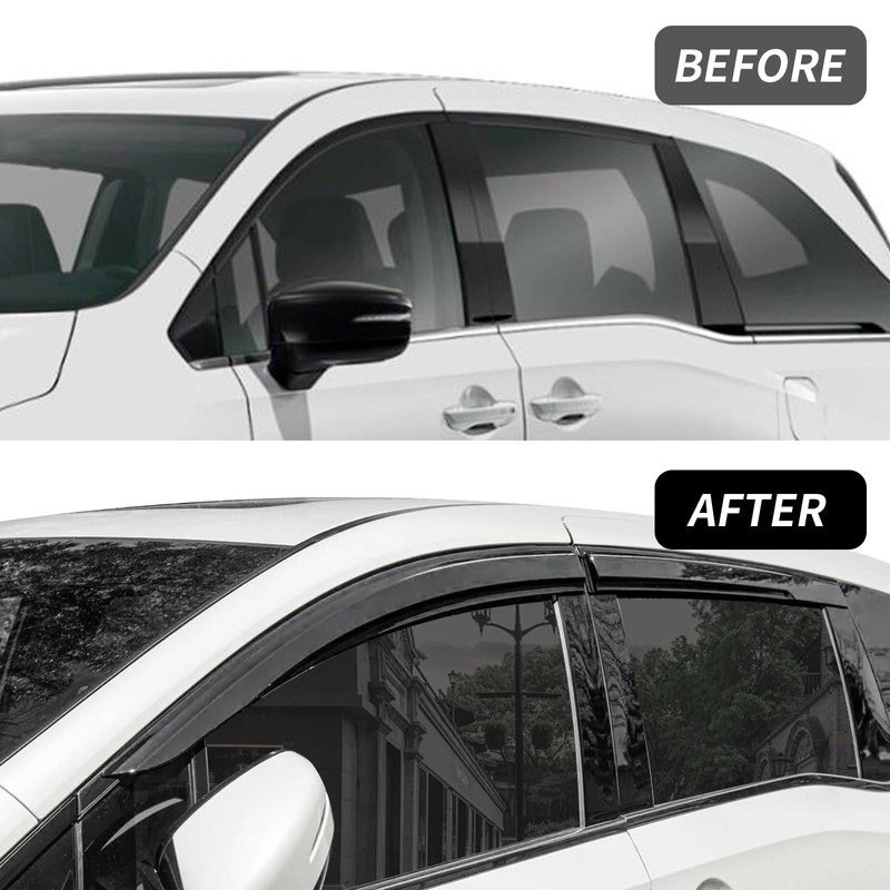 Kyannkara Rain Guards Side Window Visor Vent Outside Mount, 4PCS