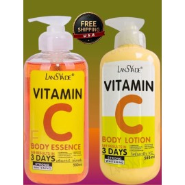 Aha [2-pk] Skin Whitening Body Lotio n+ Vitamin C Brightening Serum,500ml [USA Stock