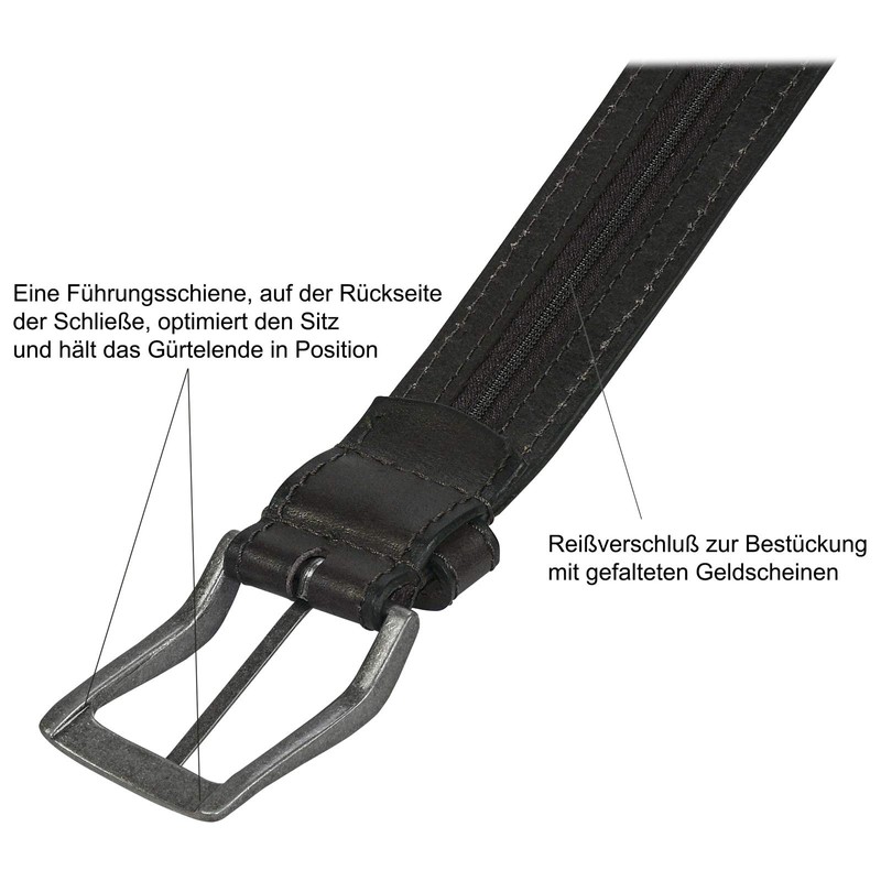 Harrys-Collection HC Women's Men's Safe Belt with Long Zip Buffalo