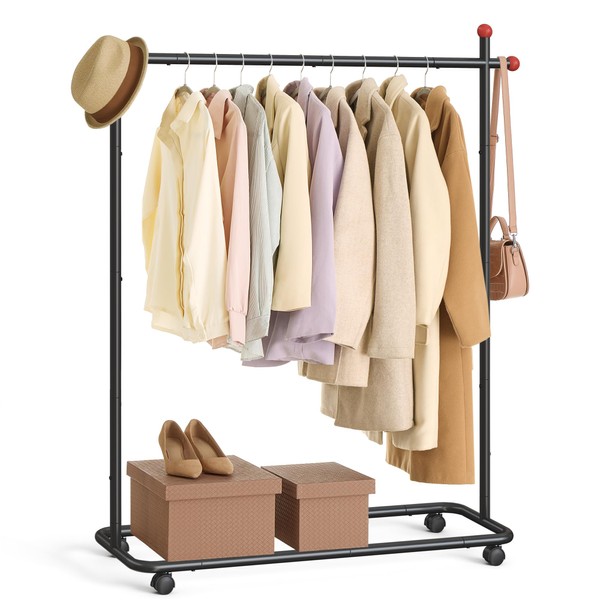 SONGMICS HOME Clothes Rack, Clothing Rack on Wheels, Portable Garment