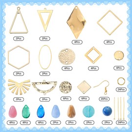SUNNYCLUE 10 Pairs Teardrop Earrings for Women Gold Dangle Earrings for Women Trendy 2025 Fashion 304 Stainless Steel Square Rhombic Geometric Shaped Linking Connectors Jewellery Sets Birthday Gifts
