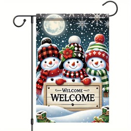 Starlit Patio Christmas Garden Flag Snowman Welcome Flag 12x18 Inches Double Sided Holiday Yard Flag for Outdoor Lawn Porch Decoration Festive Seasonal House Banner Winter Xmas Outside Decor