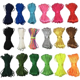 FQTANJU 2mm 18 Bundles 198 Yards Quality Rattail Nylon Satin Cord Assorted Colors Satin Nylon Trim Cord for Beading Jewelry Making, Chinese Knot, Kumihimo