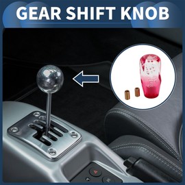 INFINAUTO Car Shift Knob, 10cm Universal for Automatic and Manual Vehicle Gear Shifter Knob with 2 Adapter Acrylic Clear Red, 1 Set