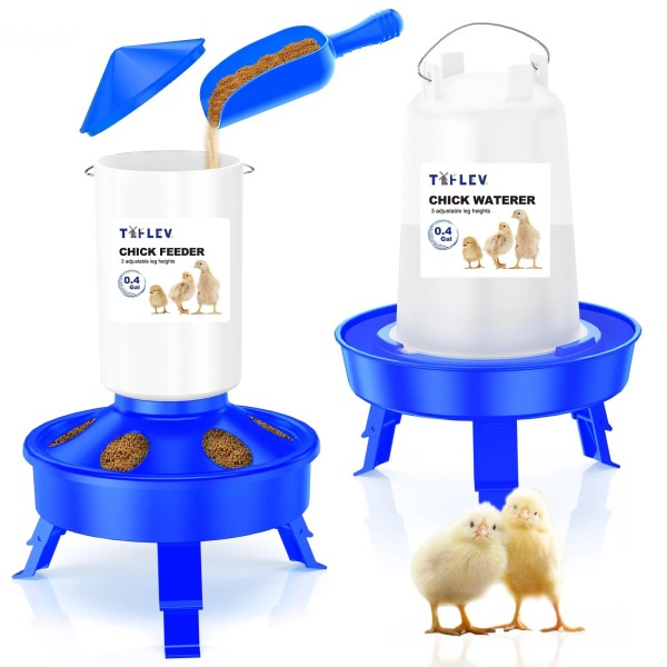 Tiflev Top Filling Chick Feeder and Waterer Kit with Scoop,