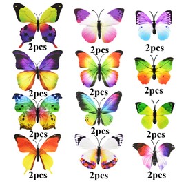 Pack of 24 3D Butterflies Decorative Butterfly Wall Stickers Butterfly Decoration Removable Wall Stickers Home Decoration Children's Room Bedroom Decoration