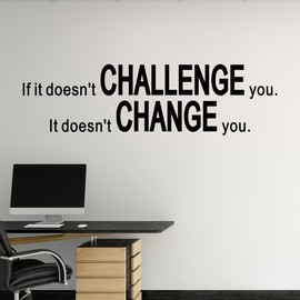Motivational Quotes Wall Stickers for Gym: Office Inspirational Positive Vinyl Art Wall Decals for Classroom School Bedroom Living Room - If it Doesn't Challenge You 25" X 7"