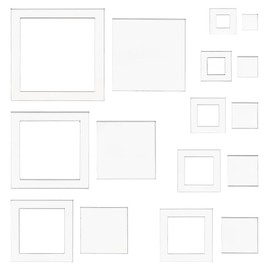 BENECREAT 16 Sizes Square Quilting Template, Acrylic Intricate Sewing Machine Ruler, Transparent Pressure Plate Router Template for DIY Hand Patchwork Cutting Craft, 6mm Thick