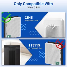 Improvedhand C545 Replacement Filter S Compatible with Winix C545 Air Purifier, True High Efficiency Filter, Replaces Filter S 1712-0096-00 2PACK