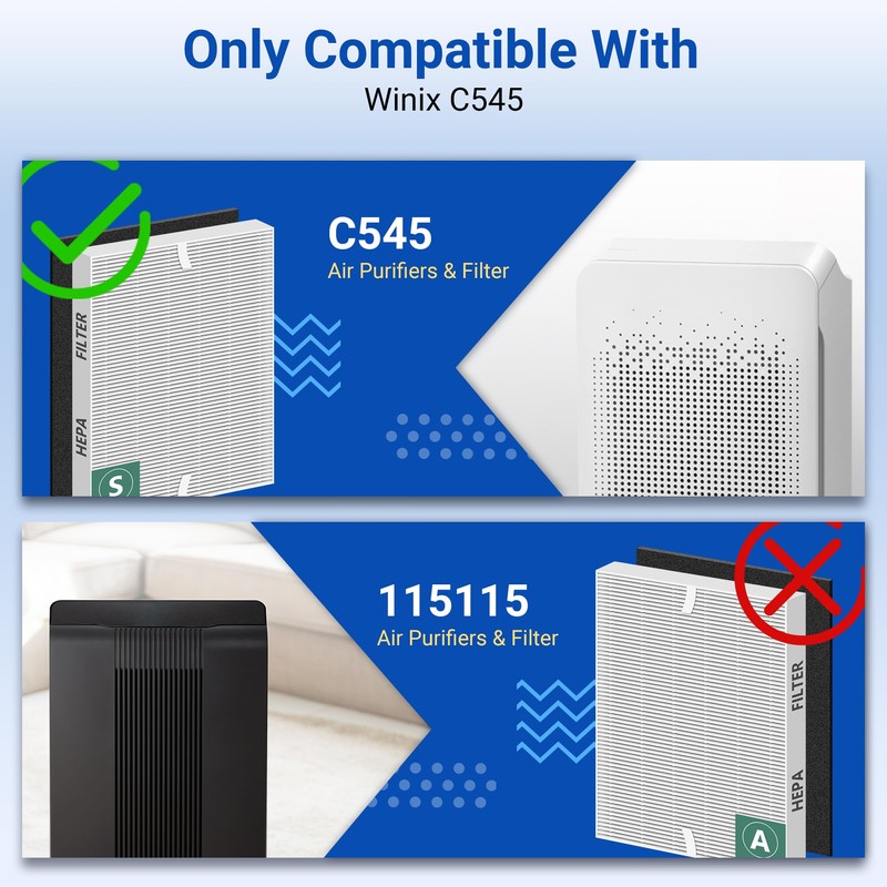 Improvedhand C545 Replacement Filter S Compatible with Winix C545 Air