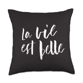 French Love La Vie est Belle Throw Pillow, 18x18, Multicolor