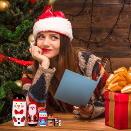 MAGICLULU 6pcs Matryoshka santa nesting dolls Christmas russian dolls animal nesting dolls russian stacking dolls stacking dolls for snowman nesting dolls